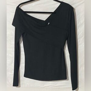 Chic Black One Shoulder Women's Blouse